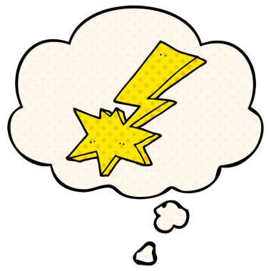 çizgi roman tarzında karikatür yıldırım ve düşünce balonu