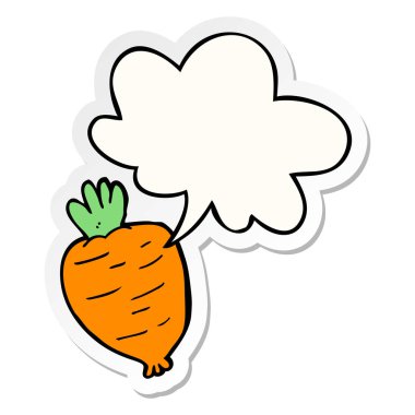 karikatür kök sebze ve konuşma kabarcık etiket