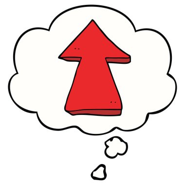 karikatür işaret ok ve düşünce kabarcık