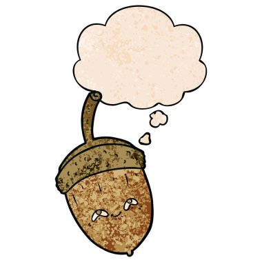 grunge doku desen tarzı karikatür meşe palamudu ve düşünce balonu