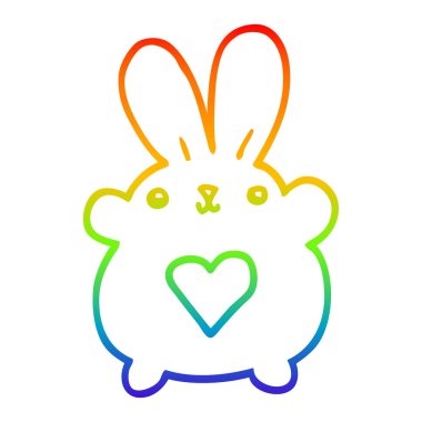 gökkuşağı degrade çizgi çizim sevimli karikatür tavşan aşk duymak