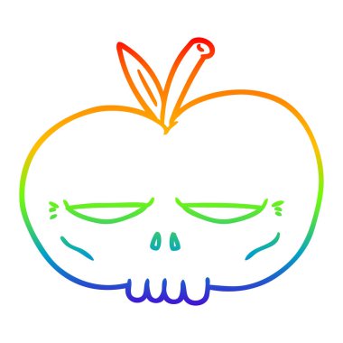 gökkuşağı gradyan çizgi çizim karikatür ürkütücü kafatası elma