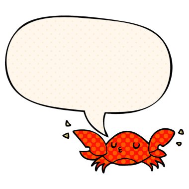 çizgi roman tarzında karikatür yengeç ve konuşma balonu