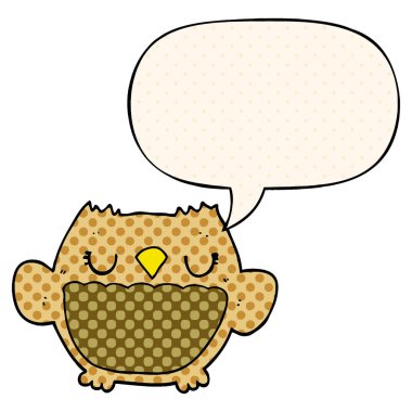 çizgi roman tarzında karikatür baykuş ve konuşma balonu