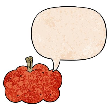 retro doku tarzında karikatür kabak ve konuşma balonu