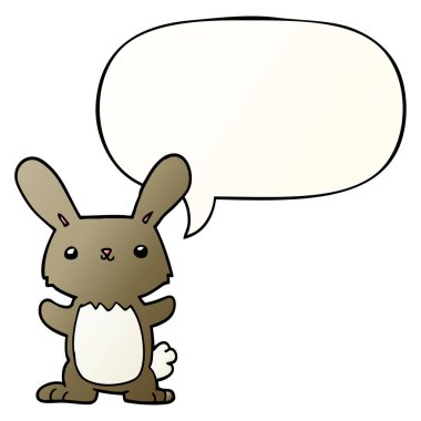 pürüzsüz degrade tarzında sevimli karikatür tavşan ve konuşma balonu