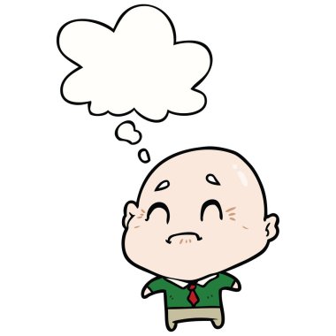 karikatür yaşlı adam ve düşünce balonu