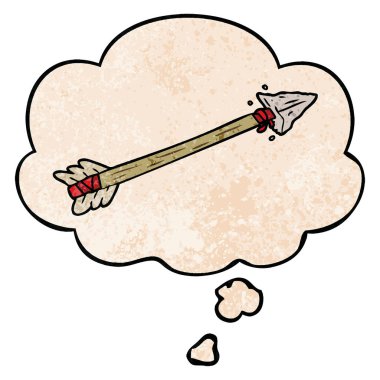 karikatür ok ve grunge doku desen tarzında düşünce balonu