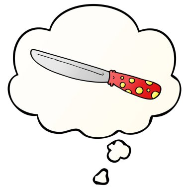 çizgi film bıçağı ve pürüzsüz degrade tarzında düşünce balonu