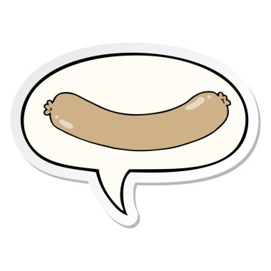 karikatür sosis ve konuşma kabarcık etiket