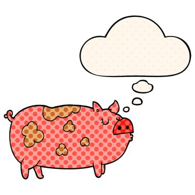 çizgi film domuz ve çizgi roman tarzında düşünce balonu