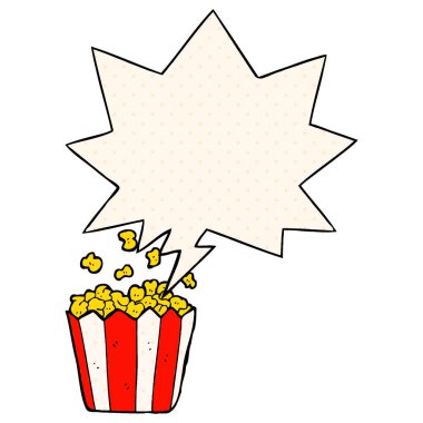 çizgi roman tarzında çizgi film patlamış mısır ve konuşma balonu