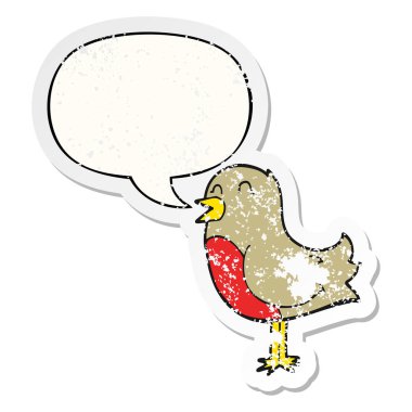 karikatür kuş ve konuşma balonu sıkıntılı etiket