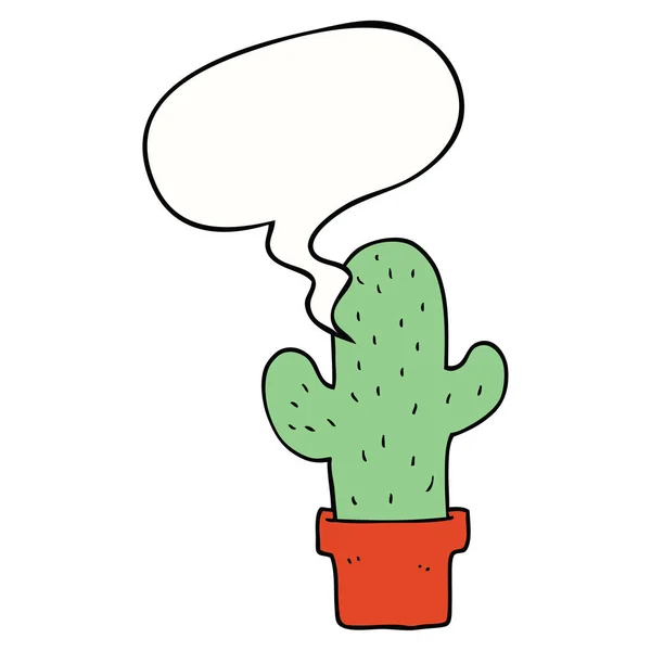Cactus de dibujos animados y burbuja del habla — Archivo Imágenes Vectoriales