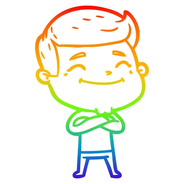 Arco iris gradiente línea dibujo feliz dibujos animados hombre — Archivo Imágenes Vectoriales