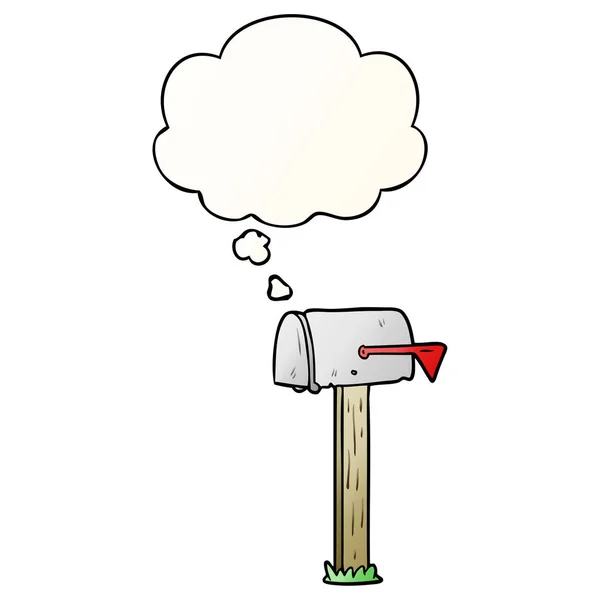 Cartoon mailbox en gedachte bubble in gladde gradiënt stijl — Stockvector