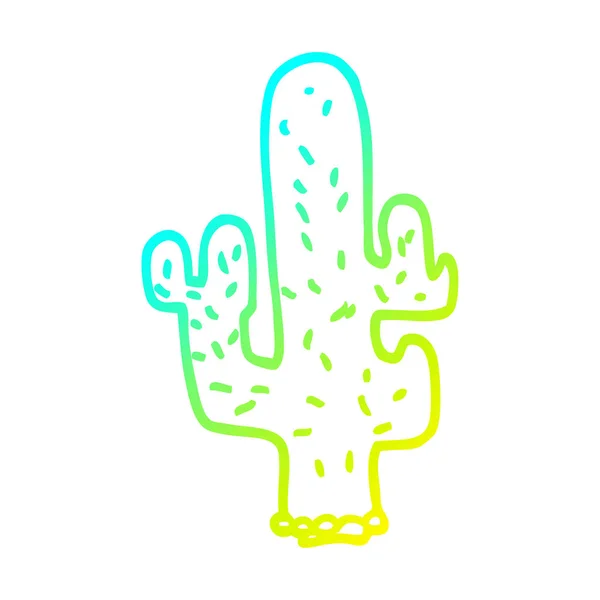 Línea de gradiente frío dibujo cactus de dibujos animados — Archivo Imágenes Vectoriales