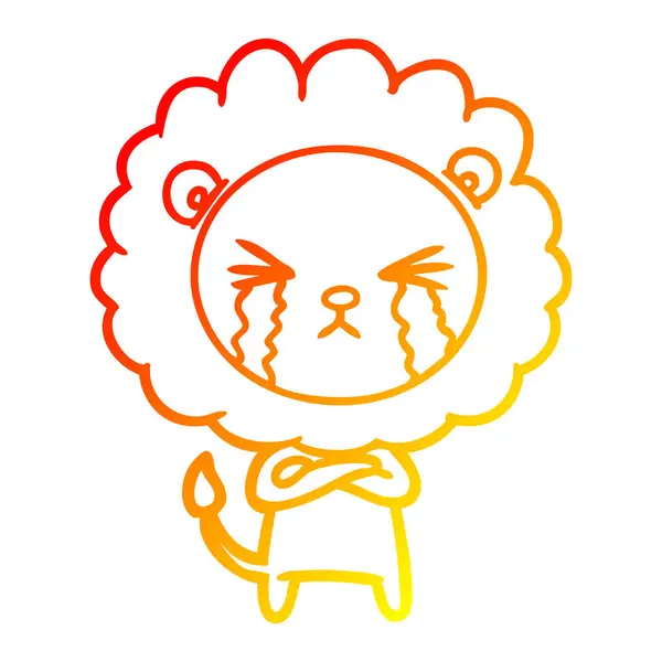 Chaud gradient ligne dessin dessin animé pleurer lion — Image vectorielle