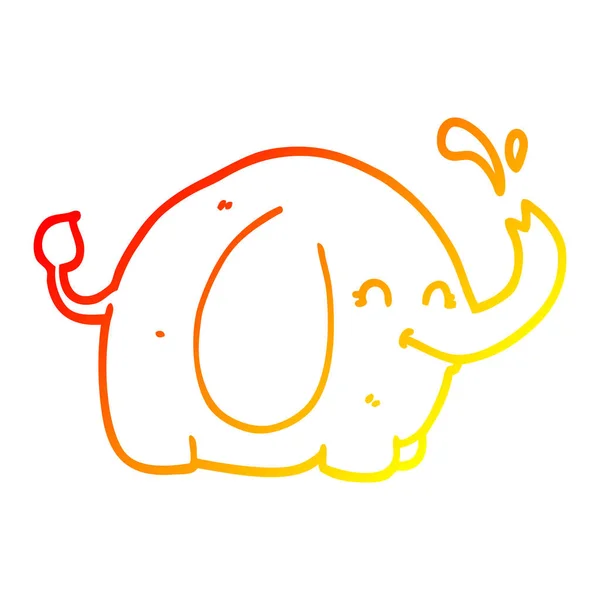 따뜻한 그라데이션 라인 그리기 만화 코끼리 — 스톡 벡터