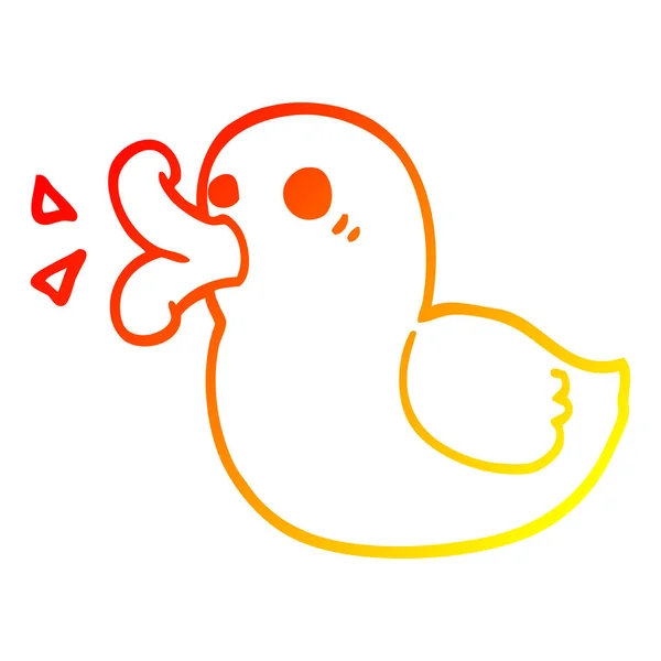 Warme kleurovergang lijntekening cartoon Rubber Duck — Stockvector