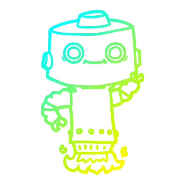 Línea de gradiente frío dibujo robot de dibujos animados — Vector de stock