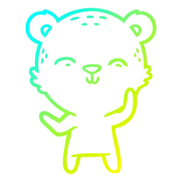 Koude gradiënt lijntekening gelukkig cartoon Bear — Stockvector