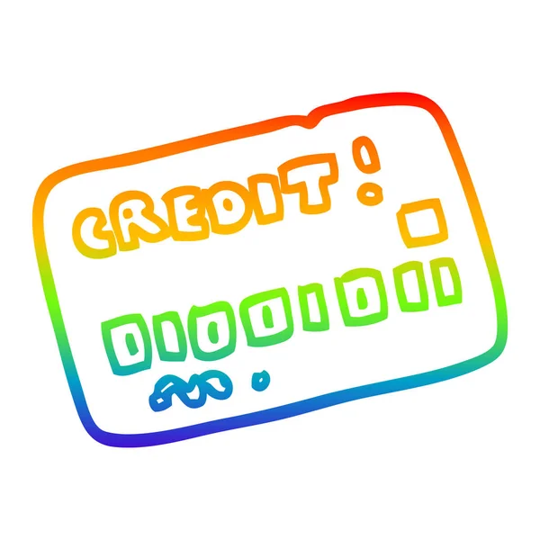 Regenboog gradiënt lijntekening cartoon creditcard — Stockvector