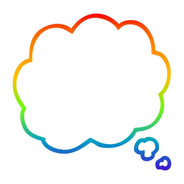 Rainbow gradient line drawing cartoon thought cloud — Stock Vector