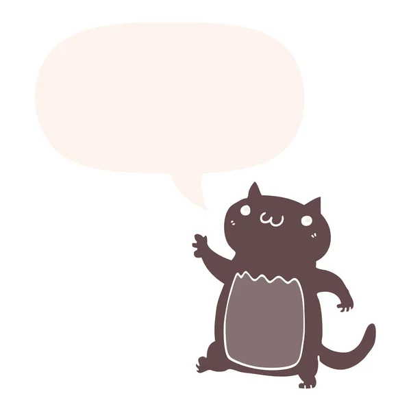 Cartoon kat en toespraak bubble in retro stijl — Stockvector
