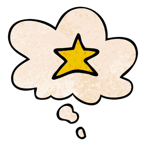 Symbole d'étoile de dessin animé et bulle de pensée dans le motif de texture grunge — Image vectorielle