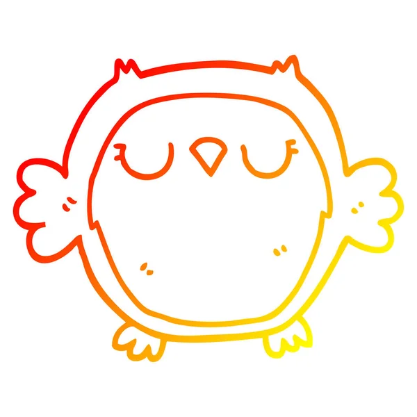 Warm gradient line drawing cartoon owl — Stock Vector