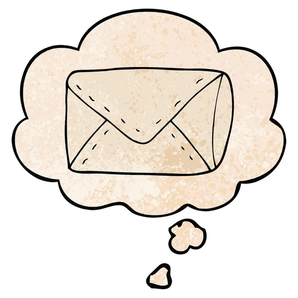 karikatür zarf ve grunge doku desen st düşünce balonu