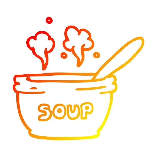 Linha de gradiente quente desenho de desenhos animados de sopa quente —  Vetores de Stock