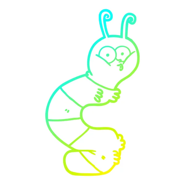 冷たいグラデーションライン描画面白い漫画の毛虫 — ストックベクタ
