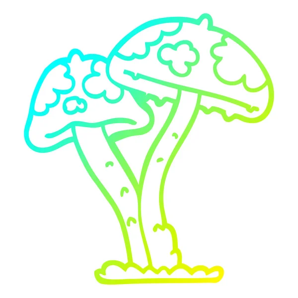 Холодна градієнтна лінія малювання мультяшного гриба — стоковий вектор