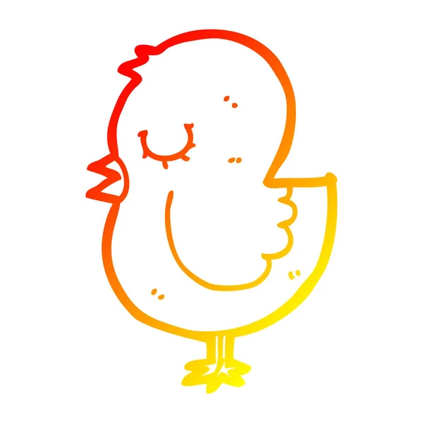 Warm gradient line drawing cartoon bird — Stock Vector