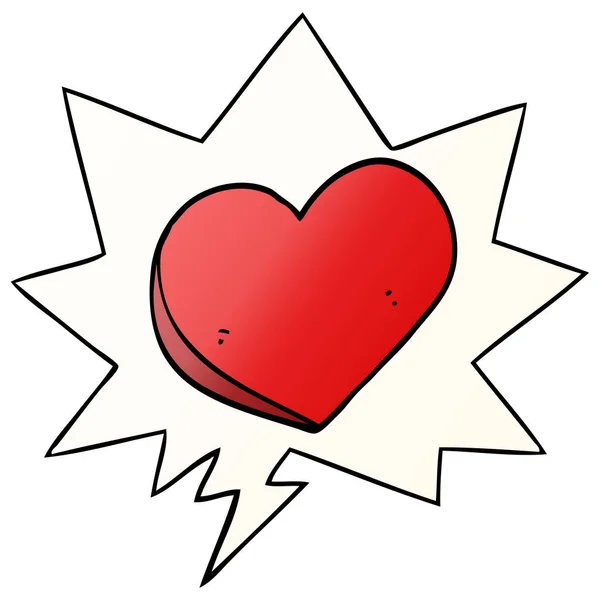 Cartoon liefde hart en spraak bubble in gladde kleurovergang stijl — Stockvector