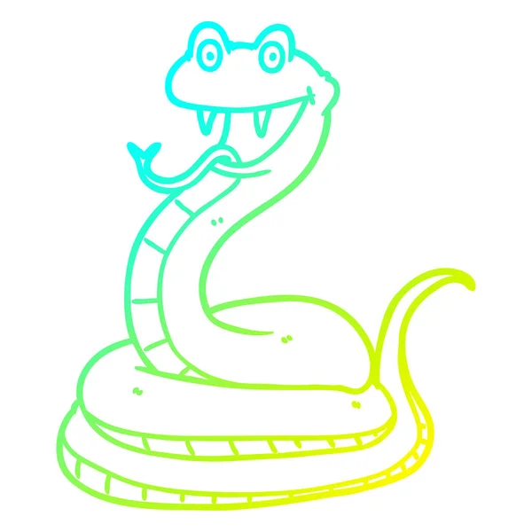 차가운 그라데이션 라인 그리기 만화 행복 뱀 — 스톡 벡터