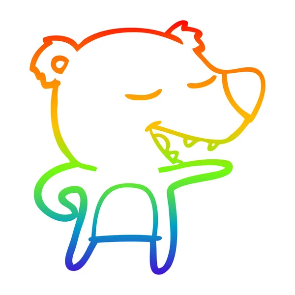 Linea gradiente arcobaleno disegno cartone animato orso polare — Vettoriale Stock