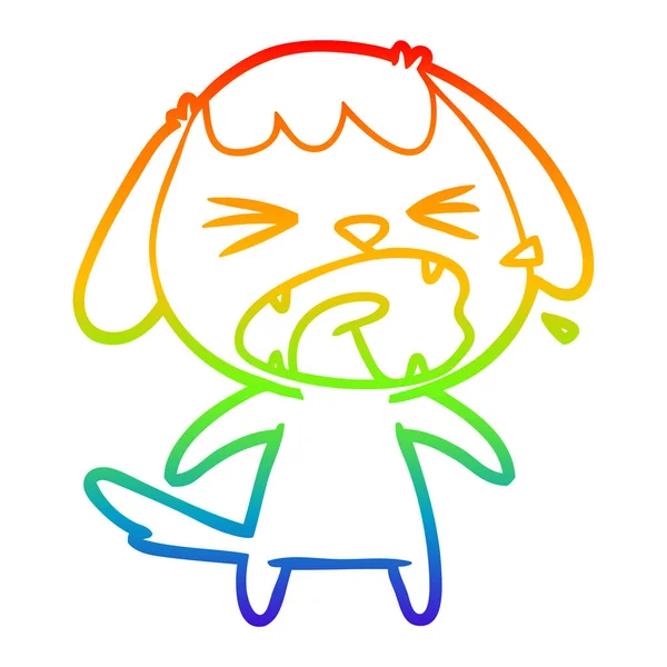 Regenboog gradiënt lijntekening cute cartoon hond blaffen — Stockvector