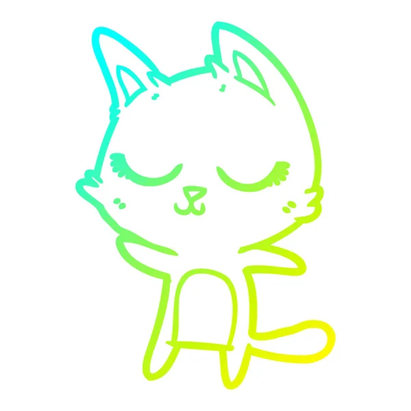 Linha gradiente frio desenho calma desenho animado gato — Vetor de Stock