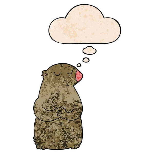 Χαριτωμένο αρκούδα καρτούν και σκέψη φούσκα σε γκραντζ υφή μοτίβο s — Διανυσματικό Αρχείο