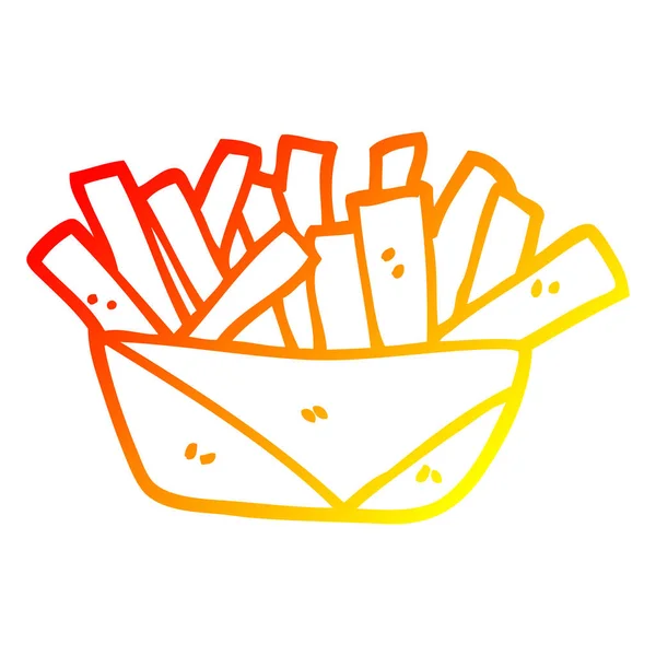 Warme Gradientenlinie Zeichnung Cartoon Pommes frites — Stockvektor