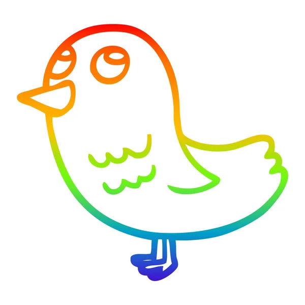 Regenbogengradienten Linie Zeichnung Cartoon Vogel Blick nach oben — Stockvektor