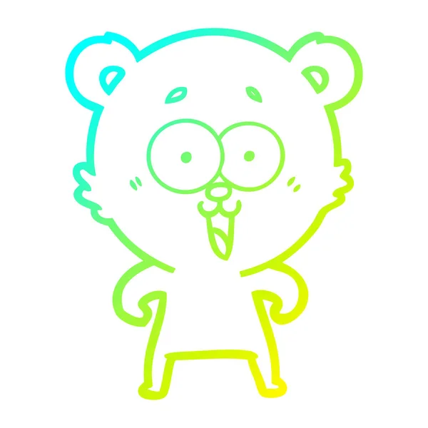 Холодная градиентная линия рисунок смеющийся плюшевый медведь — стоковый вектор