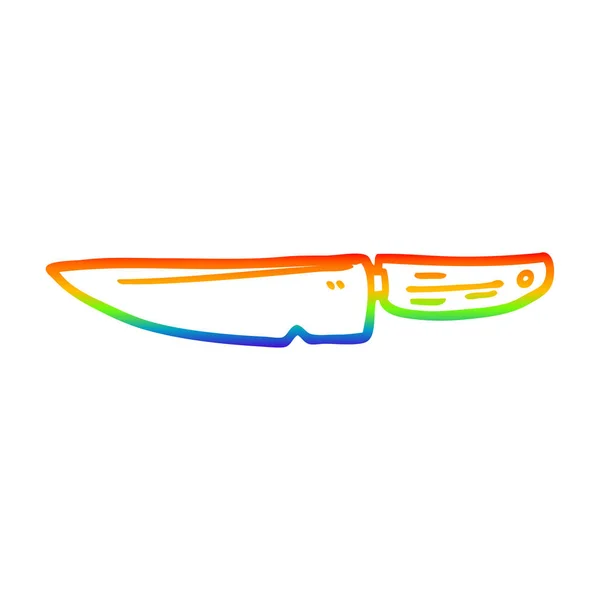 Arco iris gradiente línea dibujo dibujos animados cuchillo de cocina — Archivo Imágenes Vectoriales
