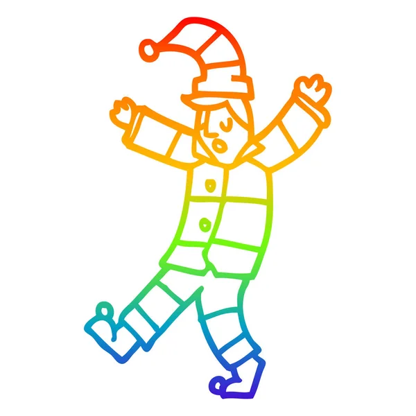 Arco-íris linha gradiente desenho cartoon homem sonambulismo —  Vetores de Stock