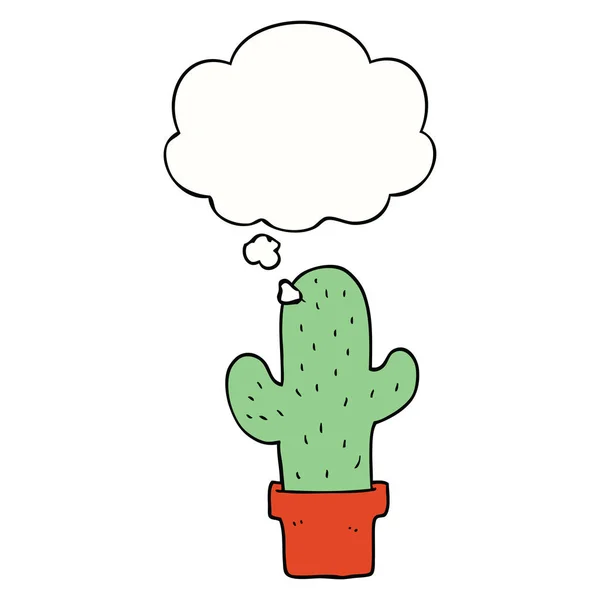Karikatúra kaktusz és a gondolat buborék — Stock Vector
