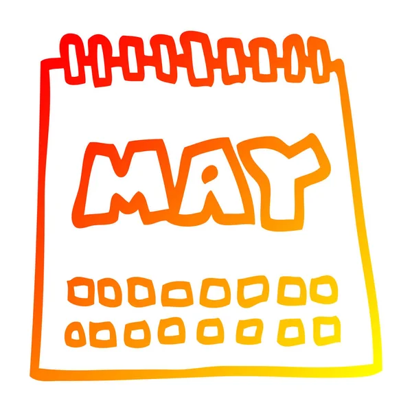 5月を示す暖かいグラデーション線描画漫画カレンダー — ストックベクタ