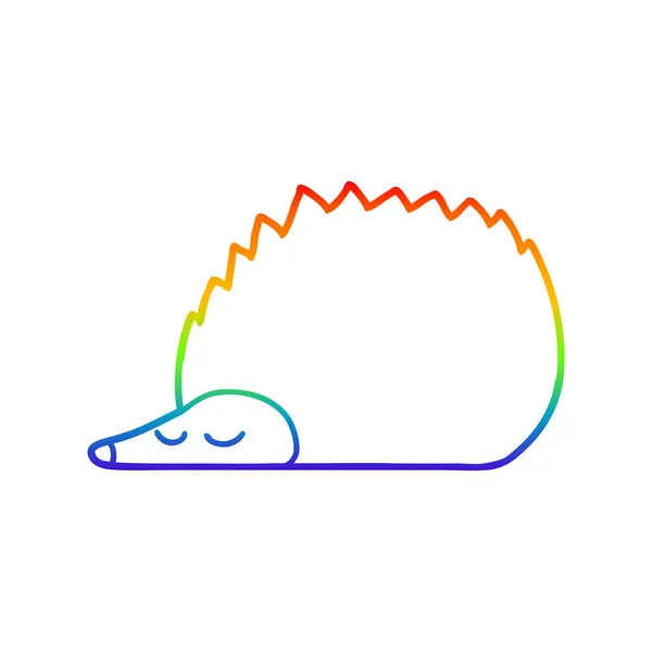 Rainbow gradient line drawing cartoon hedgehog — Stock Vector